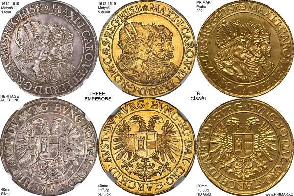 Výroba mince, medaile, zlatý dukát MATYAS 1612 – Tři císaři – Primák 2021 | PRIMAK.cz