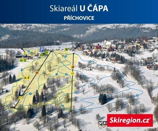 VLEKY A SJEZDOVKY - Skiareál U Čápa, Příchovice, Kořenove - Skiregion.cz - Krkonoše, Jizerské hory
