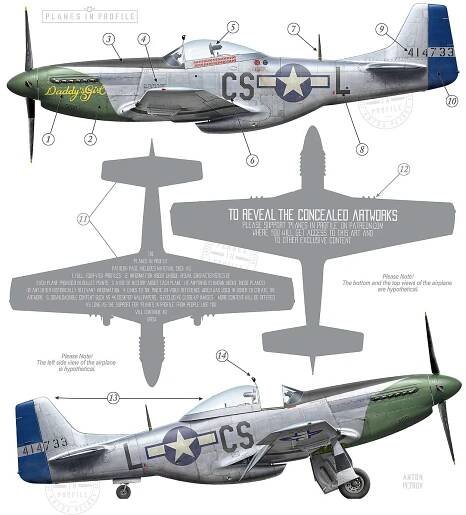 North American, Mustang, P-51D-10-NA, CS-L, Serial number 44-14733, flown by Capt. Ray ("X-Ray Eyes") Shuey Wetmore — Planes