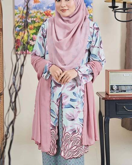 Baju Kurung Sulam Diamante Amia - Tea Minty