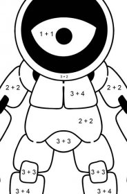 Omalovánka Robot Kyklop - Matematická Omalovánka - Sčítání pro děti