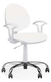 Laboratorní židle SMART, nízká, s područkami, koženka bílá