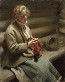 Dívka s pletením, 1901