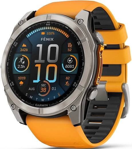 Garmin Fenix 8 AMOLED 51 mm, Sapphire Titanium Graphite Spark Orange Band | Hodinky-365.cz
