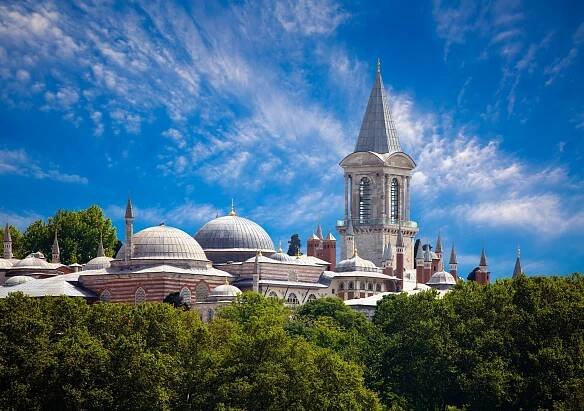 Topkapi Palace with lush scenery