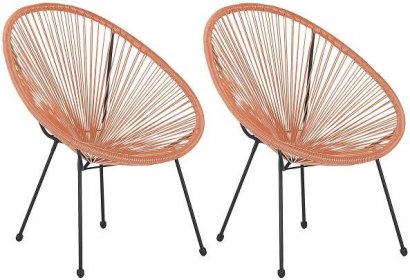 Sada 2 ratanových židlí oranžových ø 70 cm ACAPULCO II | Beliani.cz