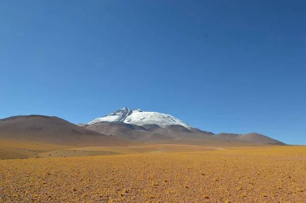 Looking up at Llullaillaco, which was one of the first mountains we have evidence of being climbed.