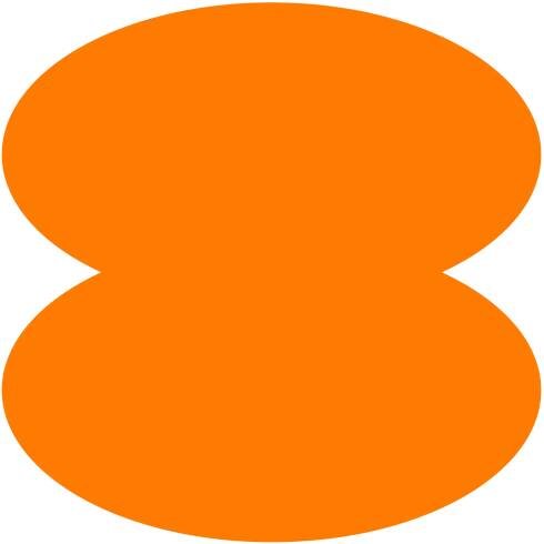 Orange shape resembles the number eight.