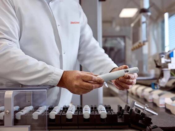 A J&J employee in a facility