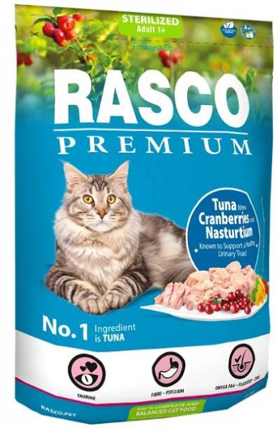 Krmivo Rasco Premium Sterilized tuňák s brusinkou a lichořeřišnicí 0,4kg