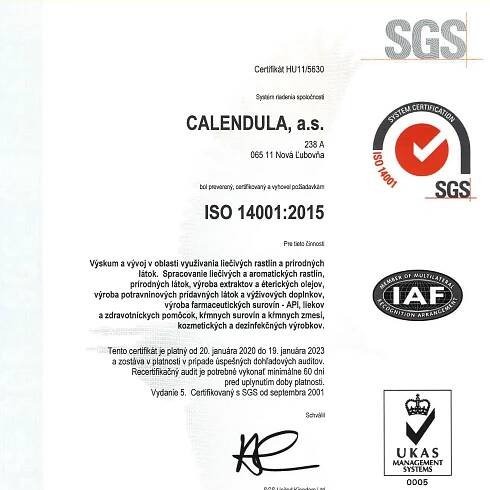 Certificates - Calendula.sk