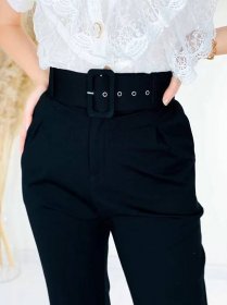 Dámské černé elegantní kalhoty s páskem