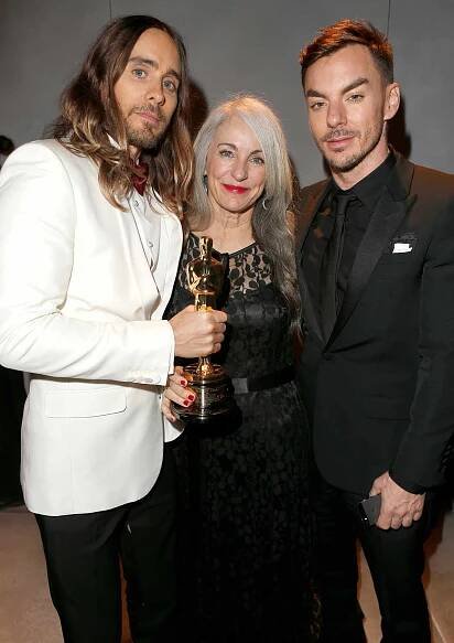 Jared Leto, Constance Leto, and Shannon Leto attend the 2014 Vanity Fair Oscar Party on March 2, 2014 in West Hollywood, California. 