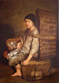 Errand Boy Seated with a Basket on His Back, Eggs and Poultry - Giacomo Ceruti (Pitocchetto)