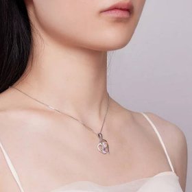  Pandora styl náhrdelník s jemným srdcem jednorožce - BSN328 