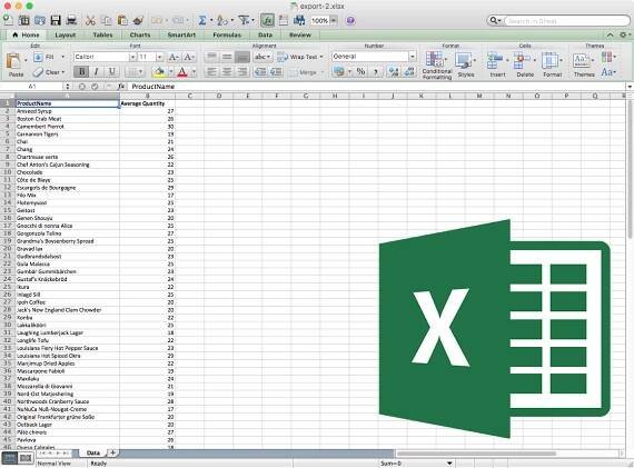 Screenshot of Excel