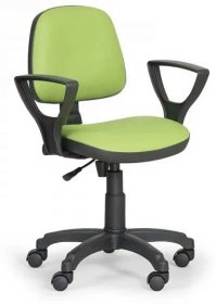 Euroseat Pracovní židle na kolečkách MILANO s područkami, permanentní kontakt, pro měkké podlahy, zelená