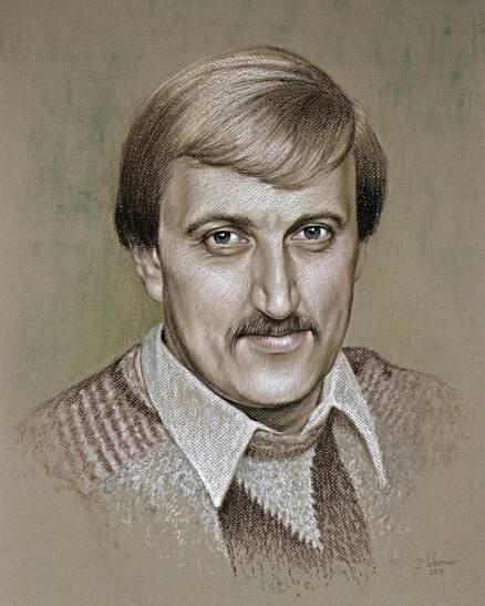 Portret kreslený pastelem