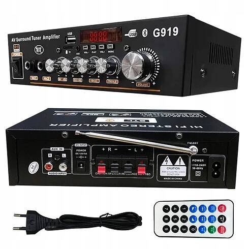 G919 STEREO ZESILOVAČ BLUETOOTH DÁLKOVÉ OVLÁDÁNÍ FM AUDIO RECEIVER