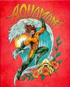 Aquaman surfing on a wave