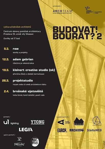 ZRUŠENO: BUDOVAT! BOURAT? 2 – přednášky devíti architektů z Česka i Slovenska | KAM Brno 