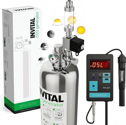 Invital CO2 Generator s nočním vypínáním, 2l lahví a pH kontrolérem