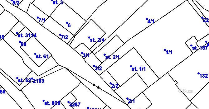 Parcela st. 2/1 v KÚ Lány u Litomyšle, Katastrální mapa