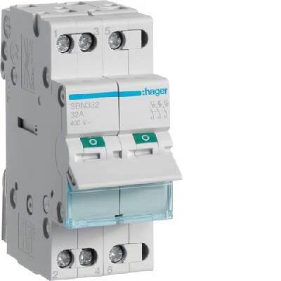 HAGER SBN332 Hlavní třífázový vypínač 3pól 32A 400V dva moduly