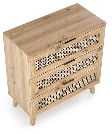 Komoda Borneo KM-2 se třemi zásuvkami - dub artisan / černý Komoda se zásuvkami borneo km-2 - 80 cm - dub artisan / černá