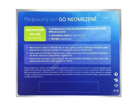 O2 SIM karta GO Neomezeně - Kredit 150Kč :: :: mobilprovas.cz