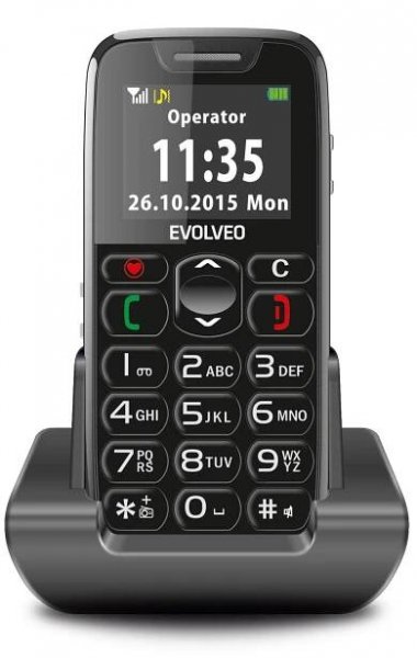 Evolveo EasyPhone Black s nabíjecím stojánkem