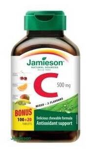 JAMIESON Vitamín C 500mg 3 ovocné přích.tbl.100+20