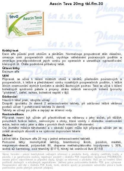 Aescin-Teva por.tbl.flm.30x20mg | SOS lékárna online, internetová lékárna, léky