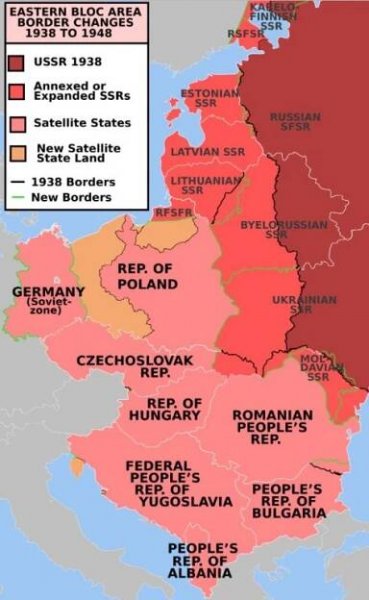 Zmeny hraníc vo východnej Európe v rokoch 1938 až 1948