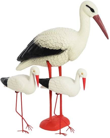 Sada 3 dekorativních čápů - 79 a 43 cm