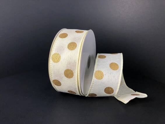 Gold Polka Dot Ribbon - 1.5" X 10 Yards