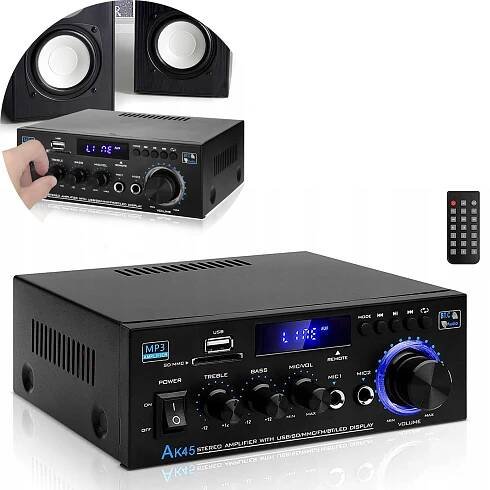 HIFI STEREO ZESILOVAČ 40W+40W BLUETOOTH 5.0 MINI AUDIO PŘEHRÁVAČ AK45