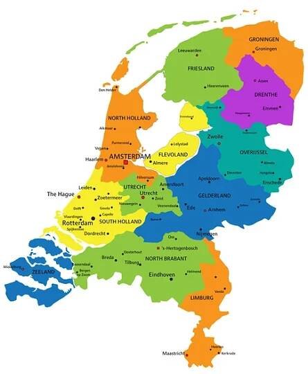 Colorful Netherlands political map — Ilustrace