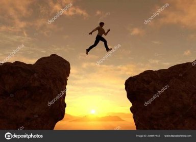 Muž Skočit Přes Propast Koncepční Pozadí Obrázku — Stock Fotografie © lighthouse #208657634