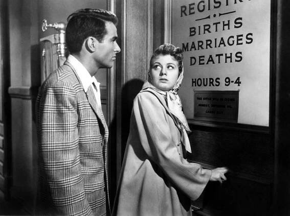 PLACE IN THE SUN, Montgomery Clift, Shelley Winters, 1951, license bureau