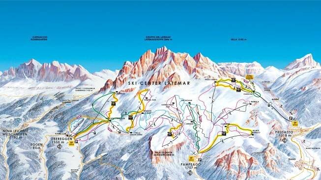 The Latemar Sixpack in the Dolomite ski resort of Obereggen