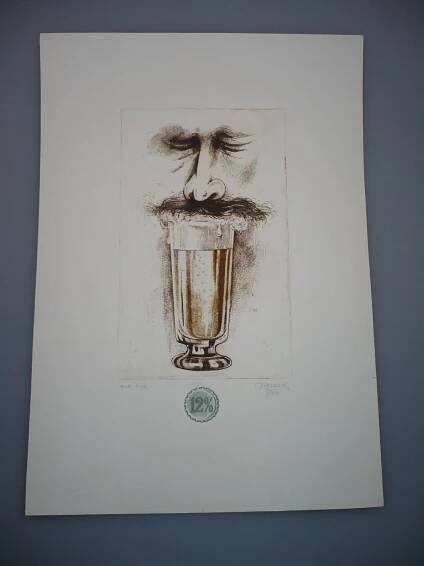 Josef Herčík ml. (1961) - Pivo - Lept 1977, signována grafika