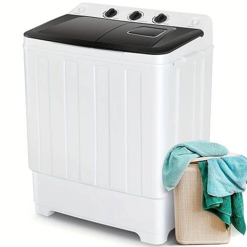 Portable Washing Machine 30Lbs 2 In 1 Compact Twin Tub Washing Machine, 19Lbs Washer And 11Lbs Spin Dryer With Built-in Drain Pump, *, Ti