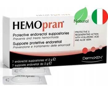 Rektální čípky na hemoroidy a praskliny Dermoxen HEMOpran 7 Ks (2 g)