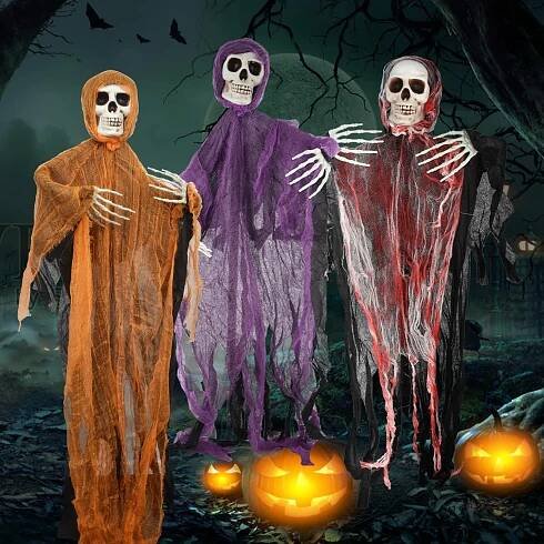 Halloween dekorace závěsný kostlivec 65cm 3kusy