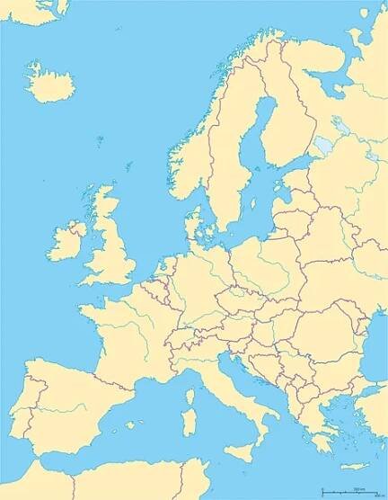 Evropa politická mapa a okolí — Ilustrace