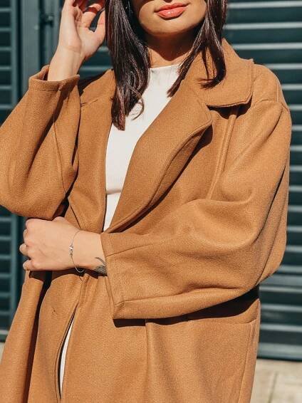 Dámský oversize kabát - hnědý - Webmoda.cz