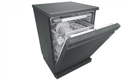 LG 15 Place QuadWash® Dishwasher in Matte Black Finish, XD3A15MB right side with perspective view, XD3A15MB, thumbnail 7