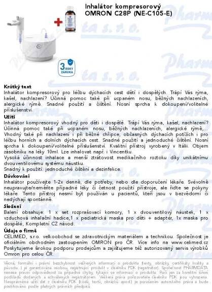 Inhalátor kompresorový OMRON C28P (NE-C105-E) | SOS lékárna online, internetová lékárna, léky