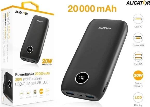 Aligator 20000mAh černá